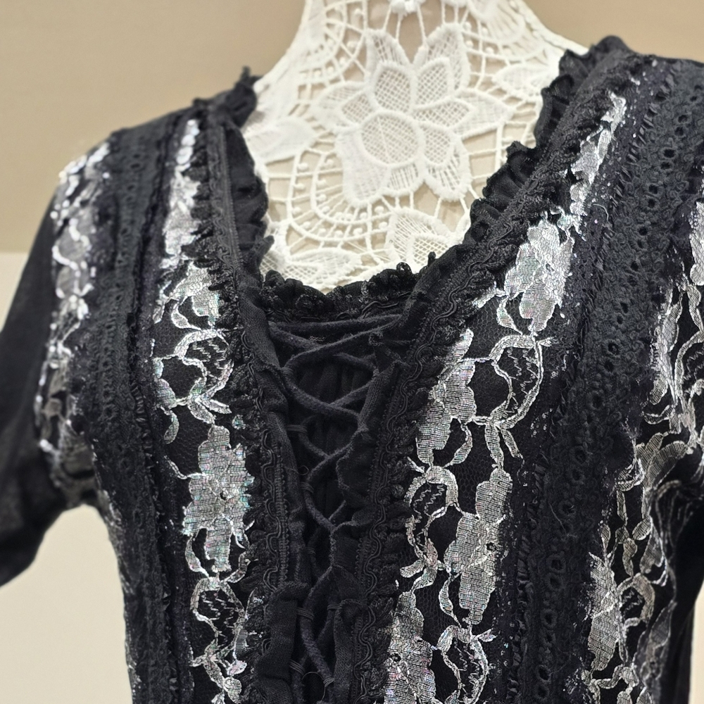 Pretty Angel Black Lace Milk Maid Cinch Tunic XL
